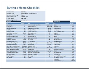 new home checklist excel