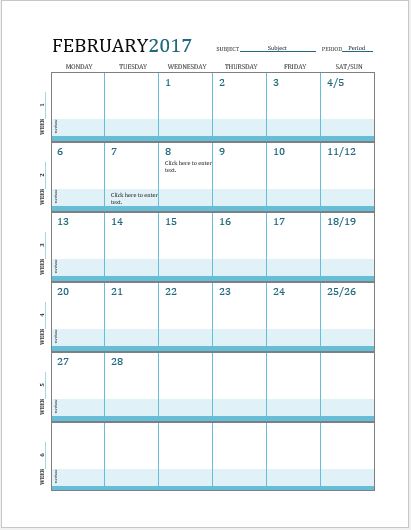 calendar daily lesson