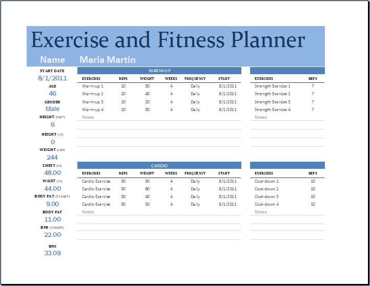 fitness planners