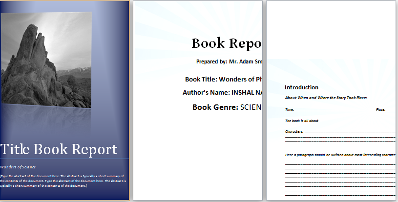 Book reports format