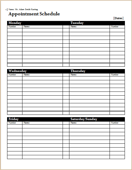 appointments template under fontanacountryinn com patient appointment scheduling template excel