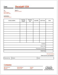 Delivery Receipt Template