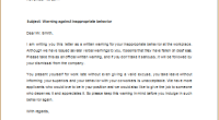 inappropriate behavior warning letter