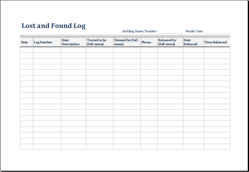 Lost and found log