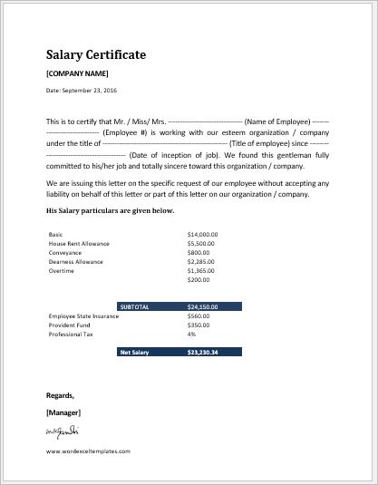 Advance Salary Request letter Template