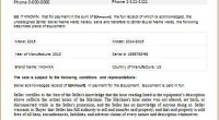Equipment Bill of Sale