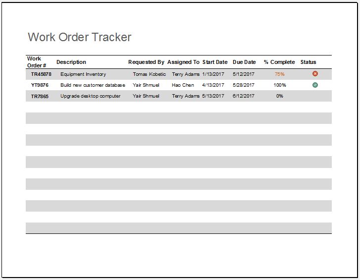 Work Order Tracker Template for Excel | Word & Excel Templates