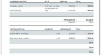 Auto repair receipt template