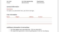 Car Club Registration Form