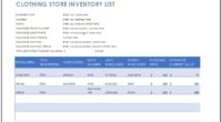 Clothing Store Inventory Template