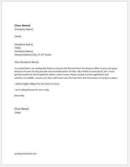Loan Application Letter Template for Word | Word & Excel ...