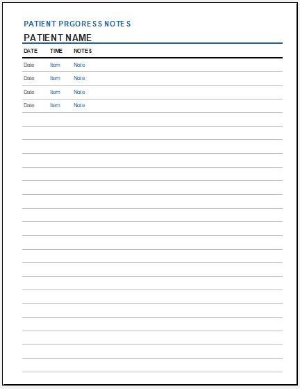 Progress Notes Aged Care Template