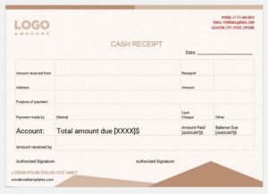 Cash receipt template