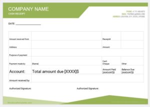 Cash payment receipt