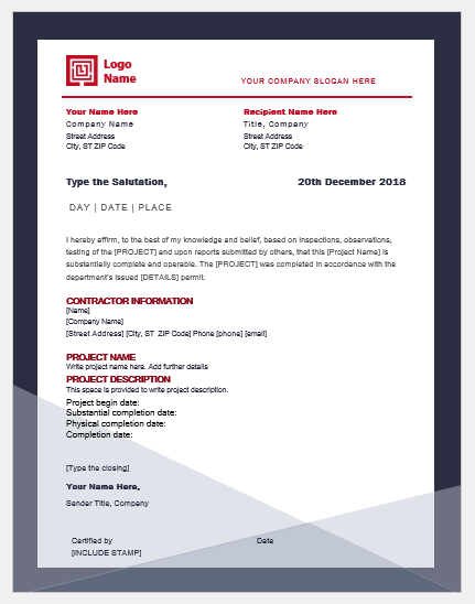 9 Best Work Completion Certificates For MS Word Word Excel Templates