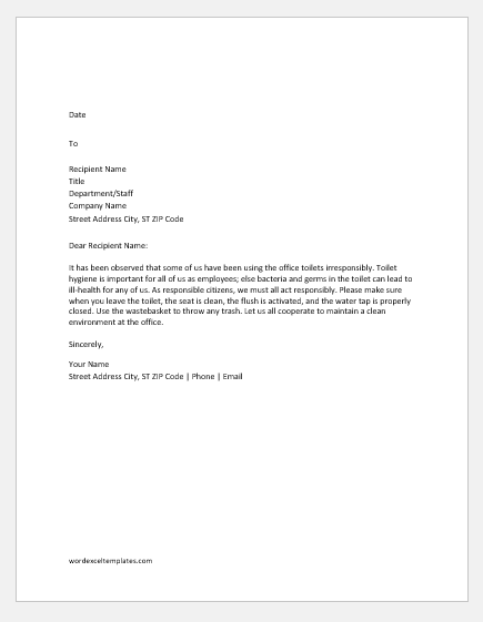 Complaint Letters for School & Office Toilet | Word ...