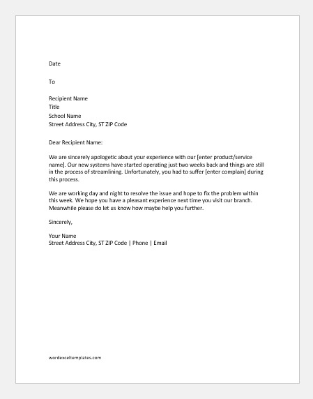 Unhappy customer response letter