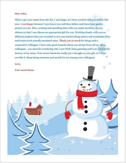 Secret santa email sample