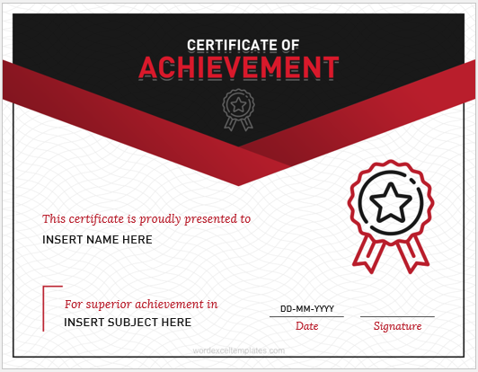 Achievement award certificate template