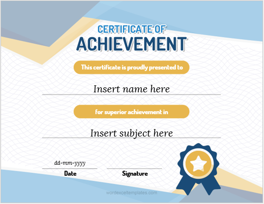Achievement award certificate template