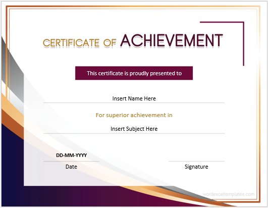 Achievement award certificate