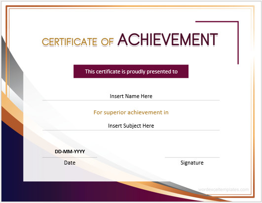 Achievement award certificate template