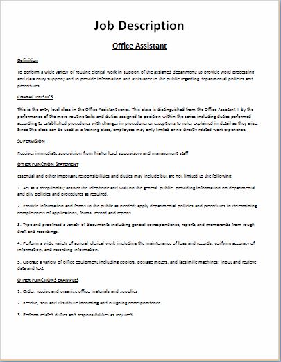 Job description template