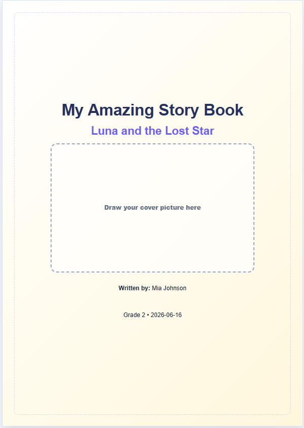 Kids Story Writing Book Template