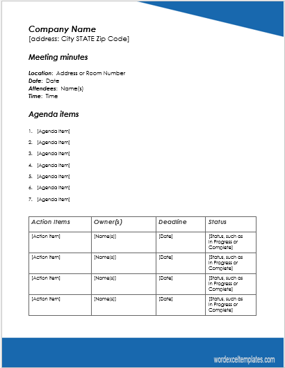 Meeting minute template