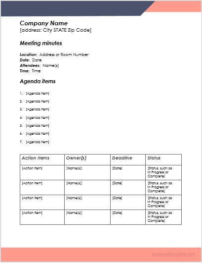 Meeting minute template