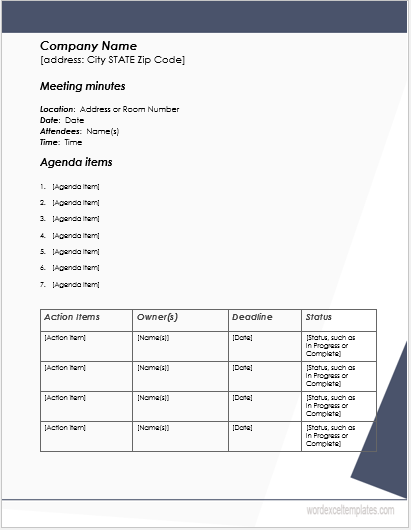 Meeting minute template