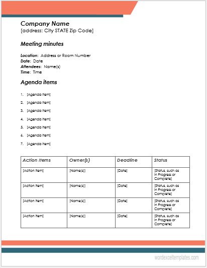 Meeting minute template