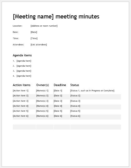 Meeting minutes template