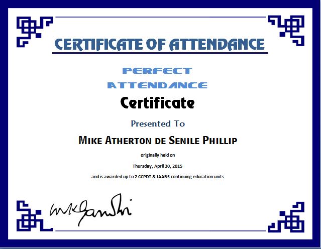 Perfect Attendance Certificate Template