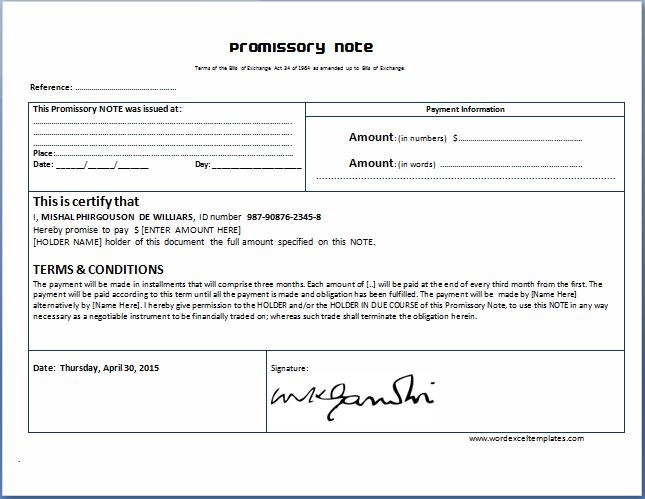 General Promissory Note Template