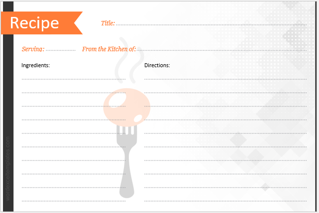 Cooking recipe card template