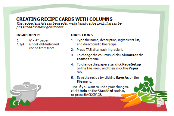 Recipe card template