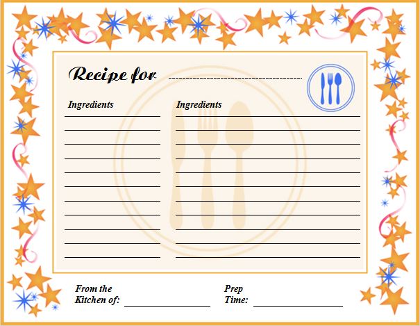 Creative Professional Cooking Recipe Card Template