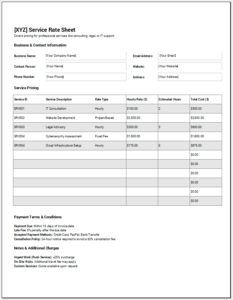 10 Rate Sheet Templates for MS Word & Excel | Download/Save