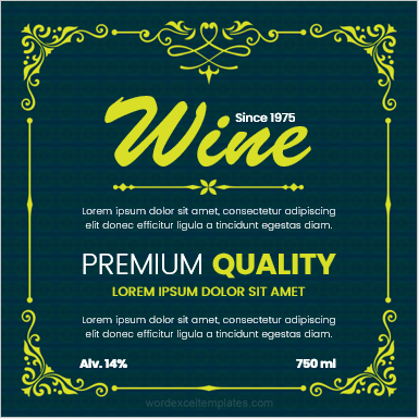 Wine label template for MS Word