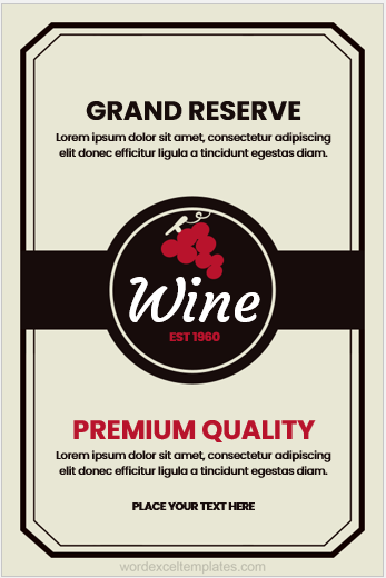 Wine label template for MS Word