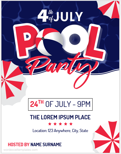 4th of July Pool Party Flyer