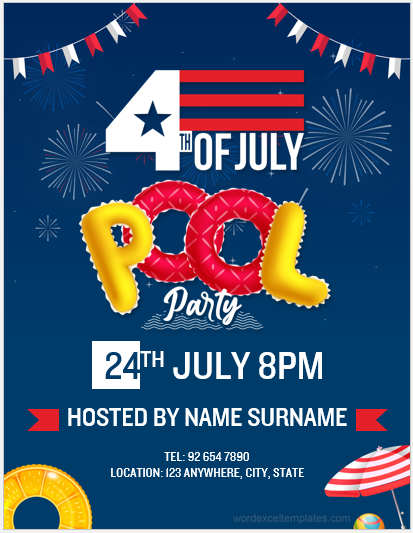 4th of July Pool Party Flyer