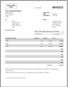 Cargo Invoice Template