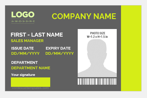 Photo id badge template