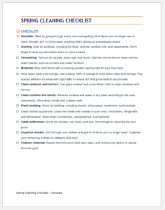 Spring Cleaning Checklist Template
