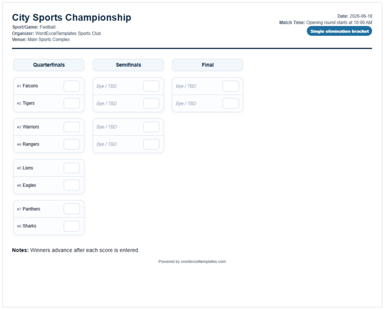 Tournament Bracket Generator
