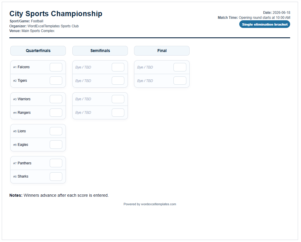 Tournament Bracket Generator