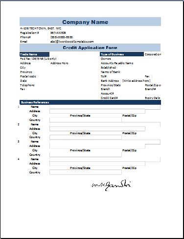 Credit Application Form