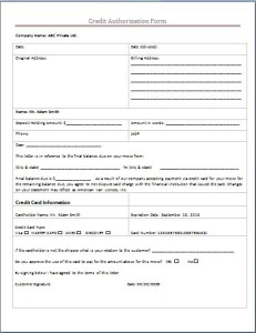 Credit Authorization Form